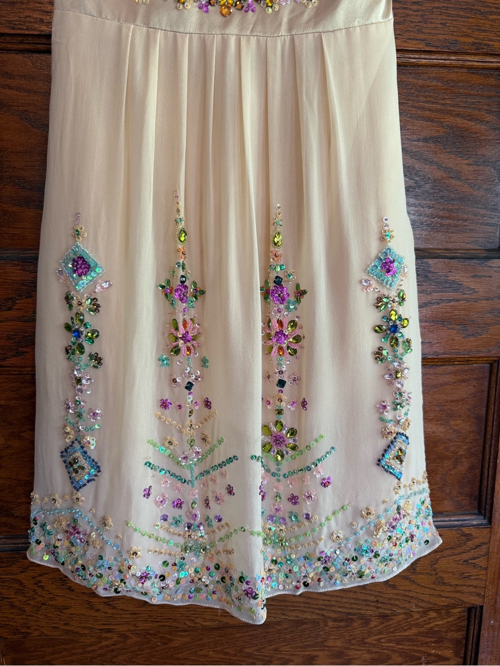 VINTAGE Y2K 100% Silk Beaded Dress Fairy Fairycore Whimsical Basix Black Label 2 - Picture 3 of 11